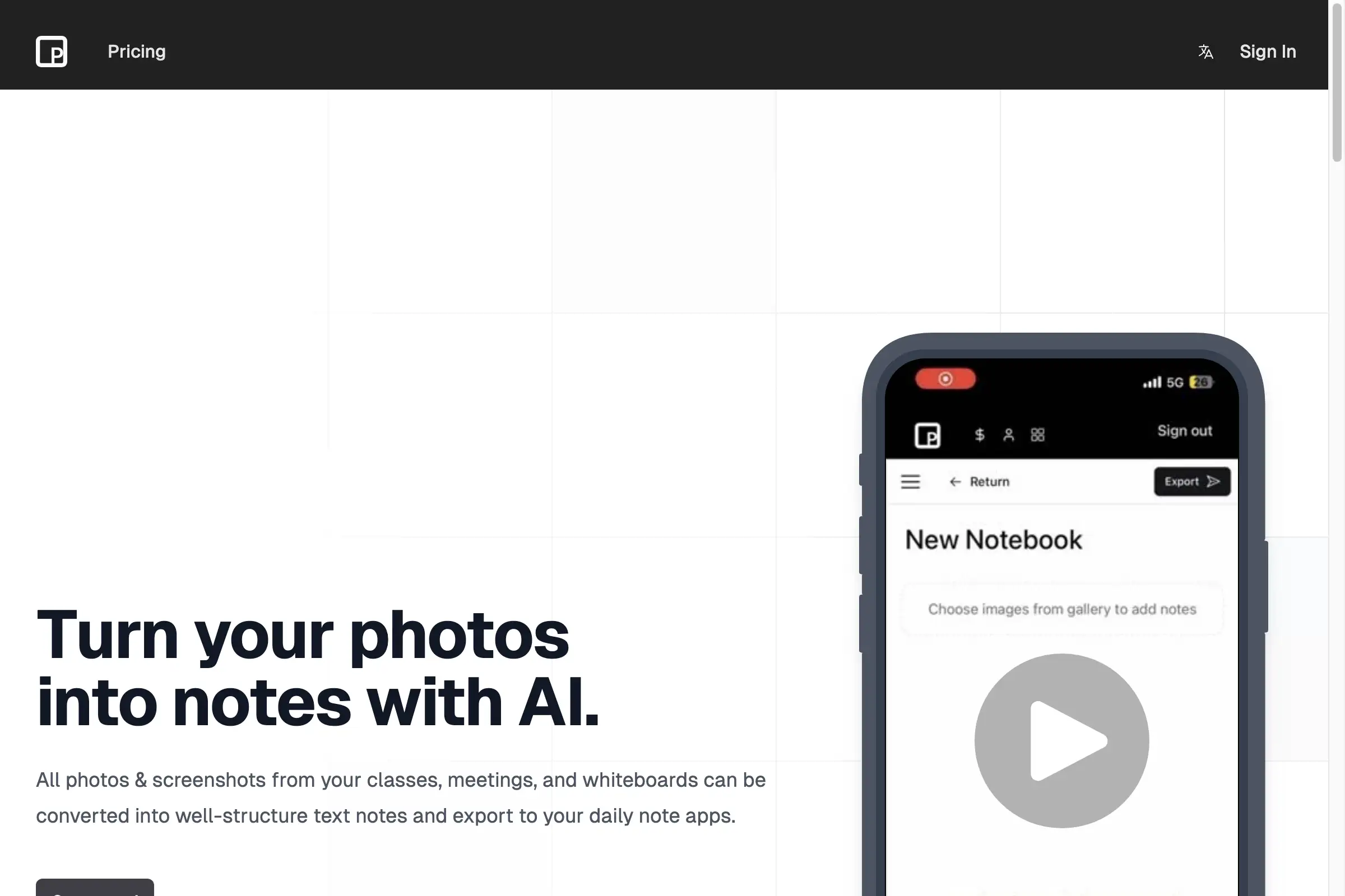 Photes.io - Turn your photos into notes with AI